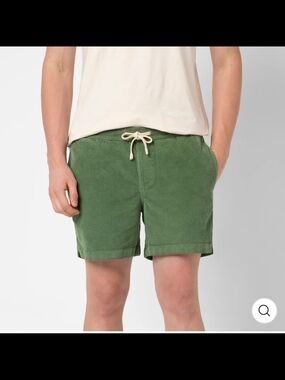 Bearbottom Men's Green Corduroy Drawstring Shorts 5.5"